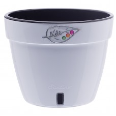 Santino Self Watering Planter Asti 10.6 Inch White/Black Flower Pot   564101747